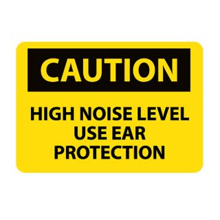 Nmc Osha Compliant Vinyl Caution Signs   14X10   Caution High Noise Level Use Ear Protection