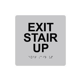 ADA Exit Stair Up Braille Sign RRE 665 BLKonSLVR Enter / Exit  