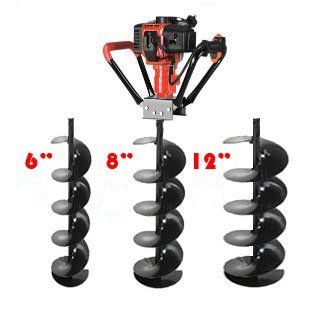 XtremepowerUS 3 Bits(6", 8", 12") V Type 55CC 2 Stroke Gas Post Hole Digger  Ice Augers  Patio, Lawn & Garden