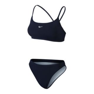 Nike Poly Core Solid Womens Two Piece Swimsuit   Navy Blue