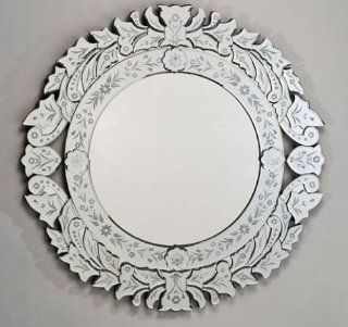 Radiance 33" Round Traditional Cut Glass and Wall Mirror   Wall Mounted Mirrors
