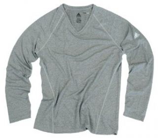 Adidas Womens CLIMALITE Lightweight Athletic Long Sleeve V neck Tee Shirt (Large, Atletic Gray) Clothing