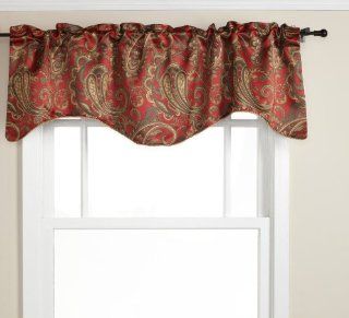 Stylemaster Bali 56 Inch by 17 Inch Lined Scalloped Valance with Cording, Crimson   Window Treatment Valances