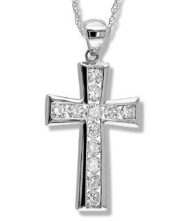 One Carat Diamond Cross Pendant in 14k White Gold with 16in. chain CoolStyles Jewelry