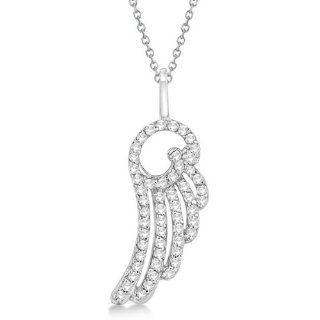 Diamond Angel Wing Pendant Necklace 14k White Gold (0.28ct) Allurez Jewelry