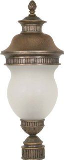 Aurora Lighting Platinum Gold Finished Post Lantern With Satin Frosted Shades   Outdoor Post Lights  