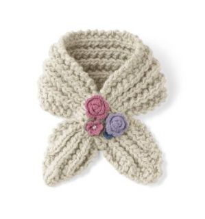 San Diego Hat Co. Girls 2 6x Cotton Knit Scarf With Flowers, Oatmeal, 2 4 years Cold Weather Scarves Clothing