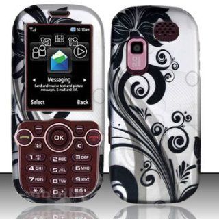 Samsung T404g Silver Flower Faceplate HARD Cover Phone Case Skin Cover Straight Talk NET 10 Tracfone Cell Phones & Accessories