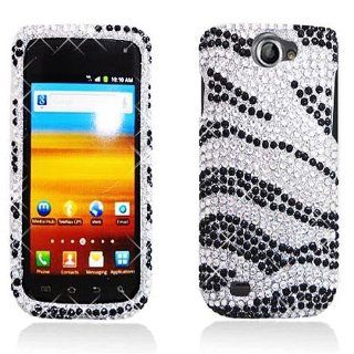 Black Silver Zebra Stripe Bling Gem Jeweled Crystal Cover Case for Samsung Galaxy Exhibit 4G SGH T679 Cell Phones & Accessories
