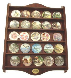 Centenary Collection wooden plate rack and 25 miniature plates   each plate 6cm diameter   CP1498   Decorative Plaques