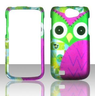 2D Green Owl Samsung Exhibit II 2 4G T679 / Galaxy Exhibit 4G / Galaxy W (i8150) Wonder T Mobile Hard Case Snap on Rubberized Touch Case Cover Faceplates Cell Phones & Accessories