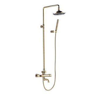 Antique Ti PVD Finish Solid Brass Three Handles Shower Faucet   Hand Held Showerheads  