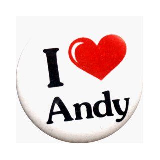 I Love Andy (with Heart)   1 1/4" Button / Pin Novelty Buttons And Pins Clothing