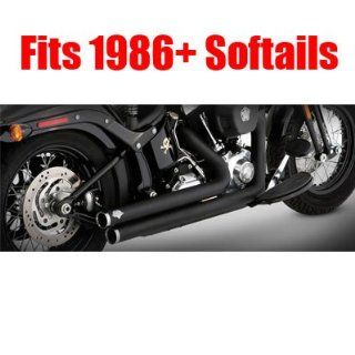 Vance & Hines 47921 Black Big Shots Staggered Exhaust For Harley Softails 1986 2011 Automotive