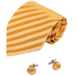 Gold Silk Ties for Men Beige Stripes Anniversary Gifts Formalwear Silk Neck Tie Cufflinks Set A1068 One Size gold, beige at  Mens Clothing store