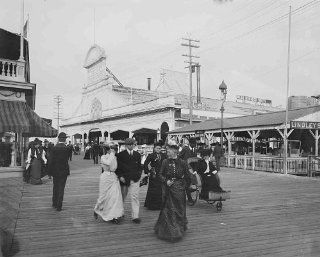 8 1/2 X 11 Photograph Atlantic City Boardwalk People Strolling Near Young's Pier Circa 1900 (B)  Prints  