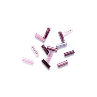 Preciosa Ornela Czech Straight Bugle Glass Bead No.3, 2 by 7mm, Silver Lined, Pink Violet Mix, 110 gm/pack