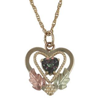 10k Gold Black Hills Heart Shaped Necklace with 5 X 5 MM Heart Shaped Mystic Fire Coleman's Black Hills Gold Jewelry