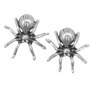 SCJ Sterling Silver Earrings Spider Posts Studs Tiny Mini Tarantula Jewelry