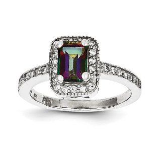 10k White Gold Diamond and Mystic Fire Topaz Ring Jewelry