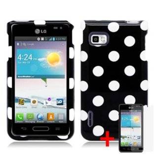 LG OPTIMUS F3 MS659 BLACK WHITE POLKA DOT COVER SNAP ON HARD CASE +FREE SCREEN PROTECTOR from [ACCESSORY ARENA] Cell Phones & Accessories
