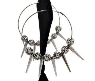 Hematite Lady Gaga Paparazzi Basketball Wives Earring with 5 Spikes Jewelry