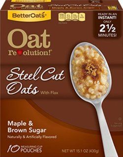 Better Oats Oat Revolution Instant Oatmeal ~ Steel Cut Oats Maple & Brown Sugar Flavor ~ 10 Pouches Per 15.1 Oz Box [Pack of 3]  Oatmeal Breakfast Cereals  Grocery & Gourmet Food