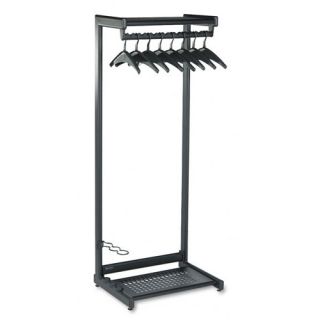 Single Side Garment Rack with Two Shelves in Black