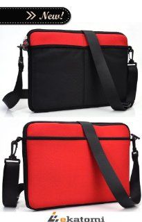 Dell Inspiron Mini 12.1 Inch Netbook Laptop Case  Universal Messenger Bag   RED & BLACK [Scoop]. Bonus Ekatomi screen cleaner Cell Phones & Accessories
