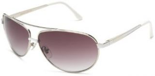 Andrea Jovine Women's A688 Aviator Sunglasses,Silver And White Frame/Gradient Smoke Lens,one size Clothing