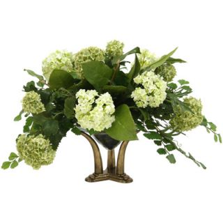 Distinctive Designs Mixed Silk Snowballs and Foliages in Vase