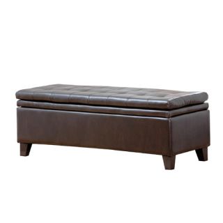 Wholesale Interiors Philostrate Leather Storage Ottoman Bench