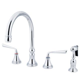 Elements of Design Silver Sage Double Handle Deck Mount Kitchen Faucet