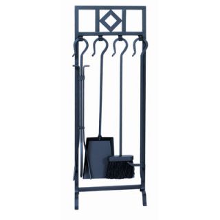 Uniflame 4 Piece Wrought Iron Inline Fireplace Tool Set With Stand