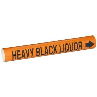 Brady 5827 I High Performance   Wrap Around Pipe Marker, B 689, Black On Orange Pvf Over Laminated Polyester, Legend "Heavy Black Liquor" Industrial Pipe Markers