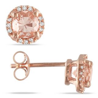 Amour Round Cut Diamond and Morganite Stud Earrings