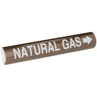 Brady 5841 Ii High Performance   Wrap Around Pipe Marker, B 689, White On Brown Pvf Over Laminated Polyester, Legend "Natural Gas" Industrial Pipe Markers
