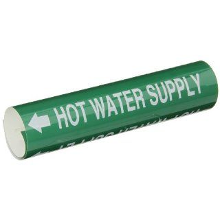 Brady 5832 I High Performance   Wrap Around Pipe Marker, B 689, White On Green Pvf Over Laminated Polyester, Legend "Hot Water Supply" Industrial Pipe Markers
