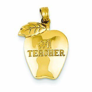 Genuine 14K Yellow Gold #1 Teacher Apple Pendant 1 .7 Grams Of Gold Mireval Jewelry
