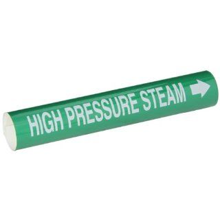 Brady 5828 I High Performance   Wrap Around Pipe Marker, B 689, White On Green Pvf Over Laminated Polyester, Legend "High Pressure Steam" Industrial Pipe Markers