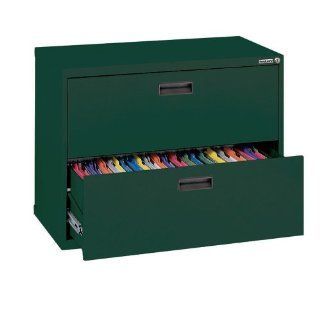 Sandusky 400 Series Forest Green Steel Lateral File Cabinet with Plastic Handle, 30" Width x 27 1/4" Height x 18" Depth, 2 Drawers