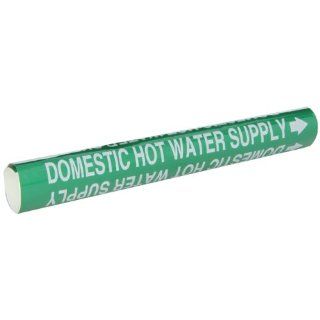 Brady 5817 O High Performance   Wrap Around Pipe Marker, B 689, White On Green Pvf Over Laminated Polyester, Legend "Domestic Hot Water Supply" Industrial Pipe Markers