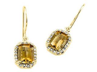 Genuine Citrine Earrings by Effy Collection 14 kt Yellow Gold Dangle Earrings Jewelry