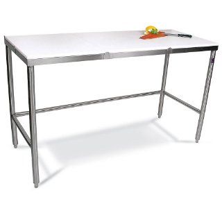 John Boos Poly Vinyl Top Workbenches   72X24" Top   Stainless Steel Frame & Legs   Without Backsplash Kitchen & Dining