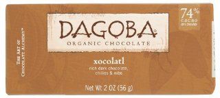 Dagoba Organic Chocolate Bar, Xocolatl (Rich Dark Chocolate, Chilies & Nibs), 2 Ounce Bars (Pack of 6)  Candy And Chocolate Bars  Grocery & Gourmet Food