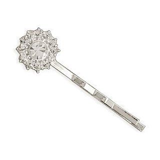 Bridal Bobby Pin Star Flower Design Accented with Swarovski Crystal Silver Plate Jewelry