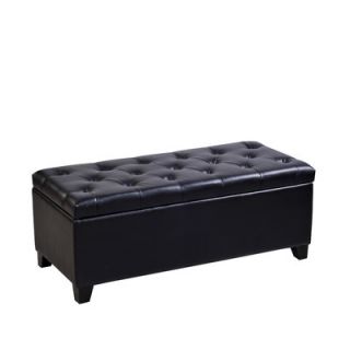 Handy Living Tufted Bench Renu Leather Storage Ottoman