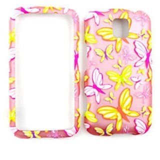 For Lg Optimus M / C Ms 690 Butterflies On Light Pink Matte Texture Case Accessories Cell Phones & Accessories