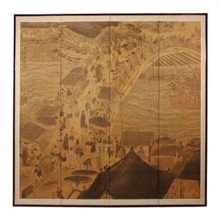 Oriental Furniture Ching Ming Festival Silk Room Divider