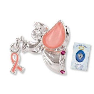 PINK RIBBON Wings & Wishes ANGEL PIN/Breast Cancer AWARENESS/Gift Boxed 1" LAPEL/Show Your Support 
